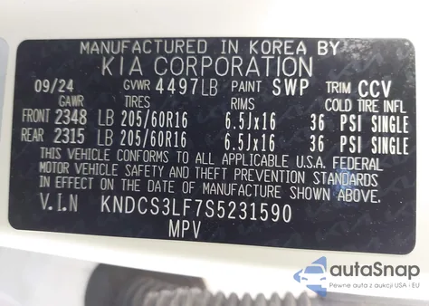 2025 Kia Niro Plug-In Hybrid Ex z USA, uszkodzony, nr VIN KNDCS3LF7S5231590